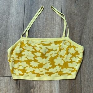 Urban Outfitters floral knit cami top in yellow. Size Medium